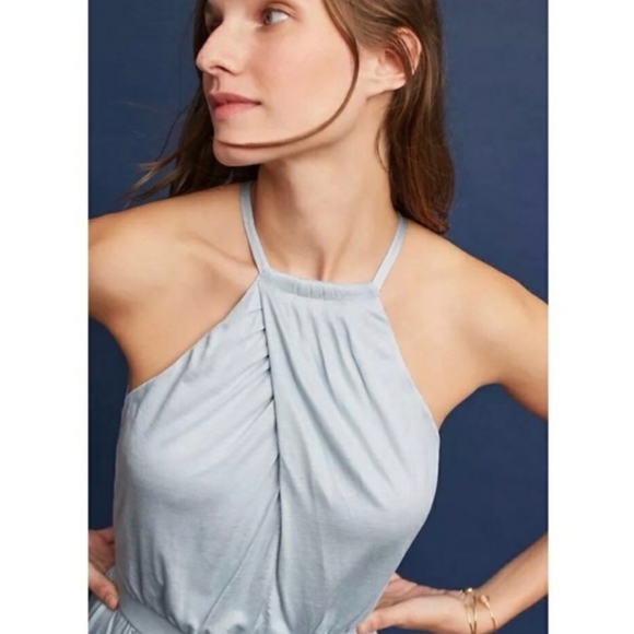 Anthropologie Halter dress handkerchief blue flowy - Picture 3 of 7